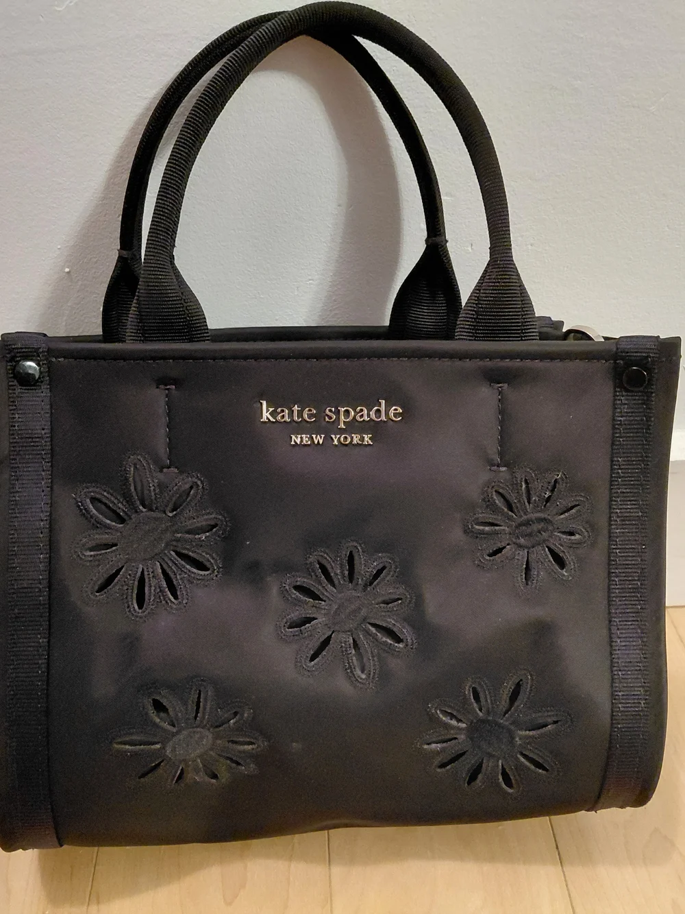 Kate Spade New York Black Floral Cutout Tote